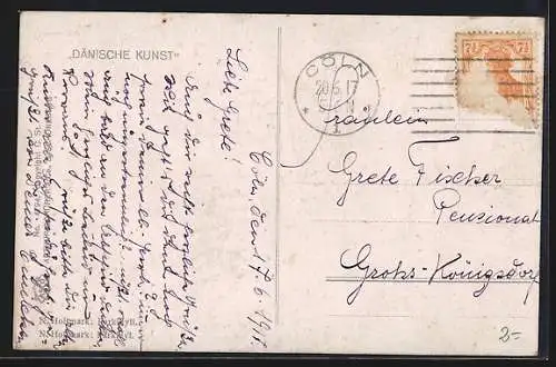 Künstler-AK sign. N. Holtmark: Parkidyll, Mädchen füttern eine Schwanfamilie