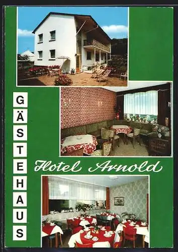 AK Bad Salzschlirf, Hotel-Pension Arnold, Schlitzer Strasse 12, Innenansichten