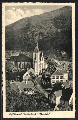 AK Lautenbach i. Renchtal, Strassenpartie mit Kirche