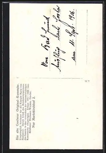AK Goslar, Original-Kunstuhr, Marktkirchhof 2