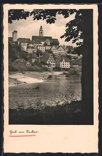 AK Horb am Neckar, Uferpartie