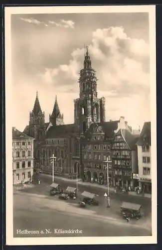 AK Heilbronn a. N., Strassenpartie mit Kaiser`s-Geschäft und Kilianskirche