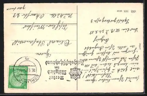 AK Glückwunsch zum Geburtstage, Portemonnaie voller Münzen, Klee und Fliegenpilze