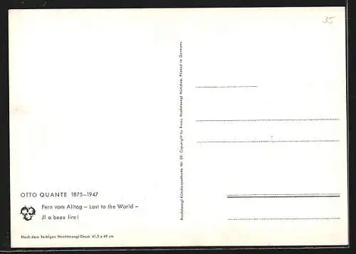 Künstler-AK sign. Otto Quante: Fern vom Alltag, Mann im Grünen