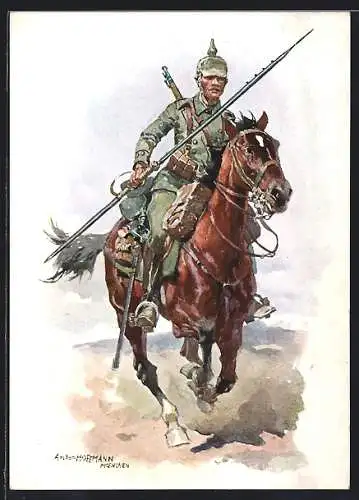 Künstler-AK Anton Hoffmann - München: 2. Chevauleger-Reg. Paris, Chevauleger des 2. Chevauleger-Reg. Paris 1914