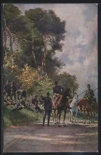 Künstler-AK P. Hey: Bei einer Feldwache im Westen