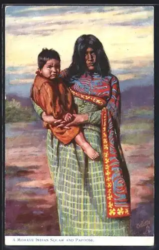 Künstler-AK A Mohave Indian Squaw and Papoose