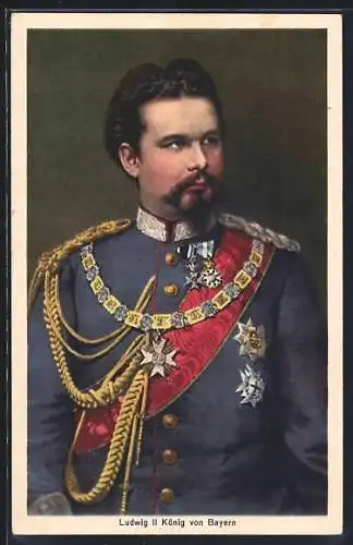 AK Porträt Ludwig II. König von Bayern in Uniform