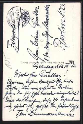 Künstler-AK Lieb Vaterland magst ruhig sein!, Mädchen zieht ihren kleinen Bruder an, Kinder Kriegspropaganda