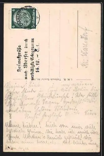 AK Berlin, Dom und Schlossbrücke mit Kutschen und Bussen
