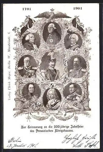 AK Herrscher Preussens, Zur Erinnerung an die 200jährige Jubelfeier des Preussischen Königshauses 1901