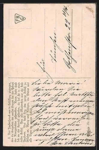 Künstler-AK Otto Kubel: Hexe an Dornröschens Bett mit Katze und Rabe