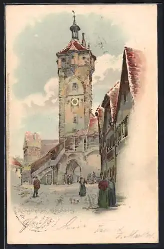 Künstler-AK Otto Hammel: Rothenburg ob der Tauber, Partie am Klingenthor