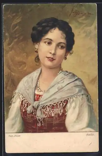 Künstler-AK Josef Süss: Kathi, Portrait einer jungen Frau