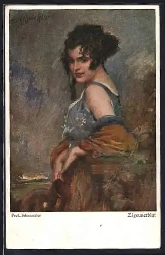 Künstler-AK Leopold Schmutzler: rassige Zigeunerin