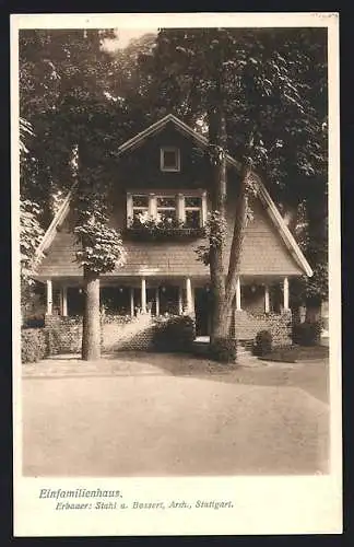 AK Stuttgart, Bauausstellung 1908, Einfamilienhaus, Arch. Stahl & Bossert