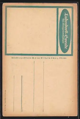 AK Ludendorffspende für Kriegsbeschädigte, Frau mit Pflug und Soldaten, Kriegshilfe