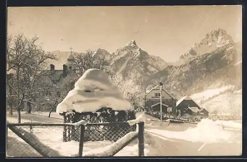 AK Hinter-Stoder, Gasthof zur Post im Schnee