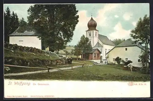 AK St. Wolfgang /Ob. Österreich, Ortspartie mit Kirche