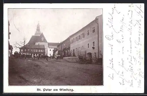 AK St. Peter am Wimberg, Strassenpartie mit Blick zur Kirche