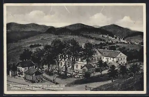 AK Neukirchen bei Lambach, Johann Fürtner`s Gasthof aus der Vogelschau