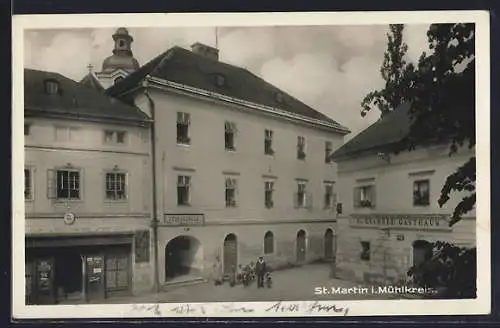 AK St. Martin i. Mühlkreis, F. Krammer`s Gasthaus und Volksschule