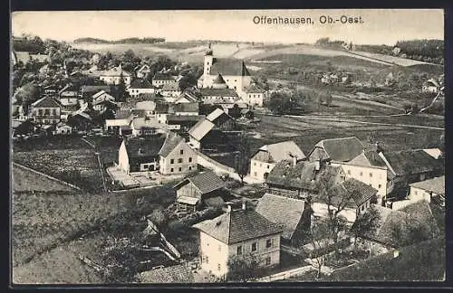 AK Offenhausen /Ob.-Oest., Teilansicht mit Kirche aus der Vogelschau