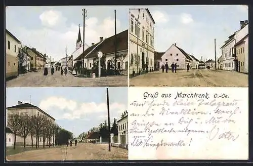 AK Marchtrenk, Dorfplatz, Pension & Kirche