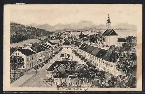 AK Wimsbach, Teilansicht mit Hauptplatz und Kirche