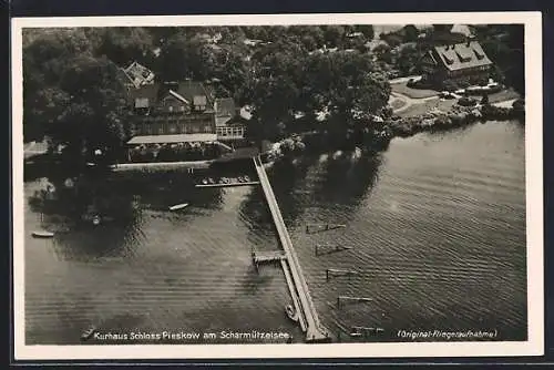 AK Pieskow am Scharmützelsee, Kurhaus Schloss Pieskow vom Flugzeug aus