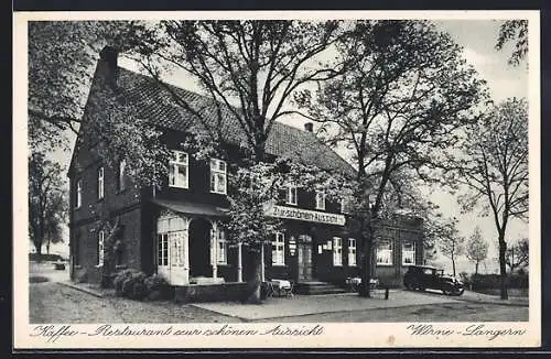 AK Werne-Langern, Café-Restaurant Zur schönen Aussicht, Inh. A. Hauschopp, Vorderansicht