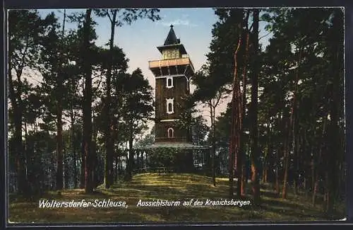 AK Woltersdorf / Mark, Woltersdorfer Schleuse, Aussichtsturm auf den Kranichsbergen