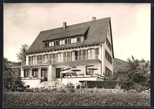 AK Meersburg am Bodensee, Hotel-Pension Seegarten, Uferpromenade 47, Bes. Günther Schuler