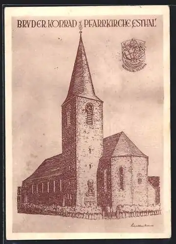 Künstler-AK Esthal, Bruder Konrad-Pfarrkirche