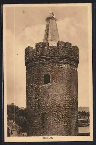 AK Bernau / Mark, Turm mit Storchennest