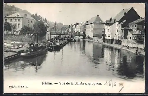 AK Namur, Vue de la Sambre, grognon