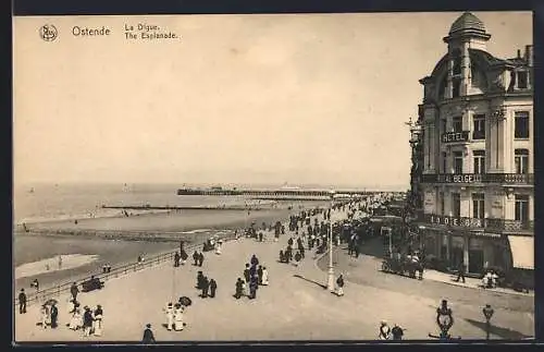 AK Ostende, The Esplanade, Hotel Royal Belge