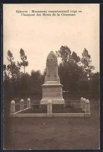 AK Eghezée, Monument commémoratif érigé en l`honneur des Heros de la Commune