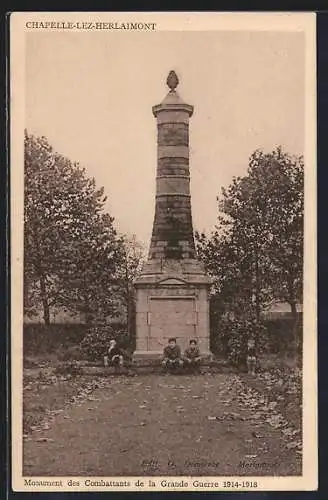 AK Chapelle-Lez-Herlaimont, Monument des Combattants de la Grande Guerre 1914-1918