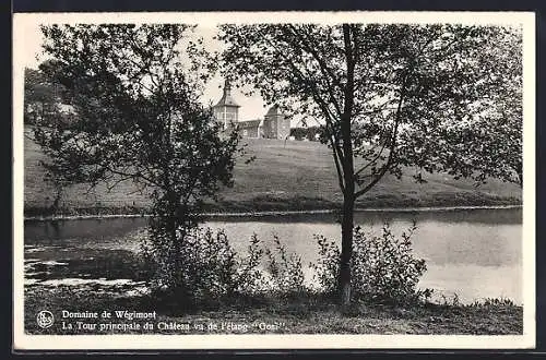 AK Soumagne, Domaine de Wégimont, La Tour principale du Chateau vu de l`étang Gosi