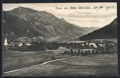 AK Molln /Ober-Oest., Panorama mit Bergen