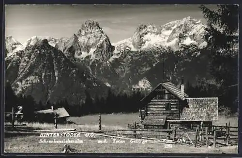 AK Hinterstoder /O. Ö., Schrenkenzieheralm mit dem Toten Gebirge