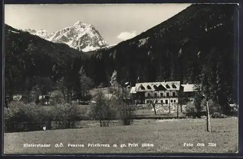 AK Hinterstoder /O. Ö., Pension Prielkreuz mit gr. Priel