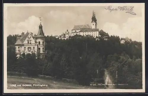 AK Linz a. D., Blick auf den Pöstlingberg