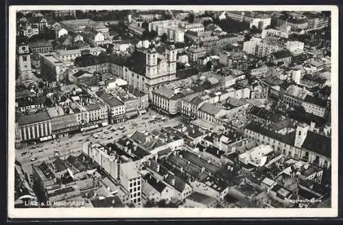 AK Linz, Hauptplatz, Fliegeraufnahme