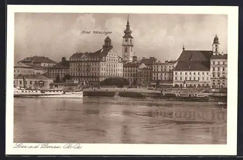 AK Linz a. d. Donau, Uferpartie mit Hotel Weinzinger