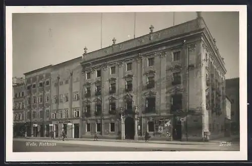 AK Wels, Rathaus mit Geschäften