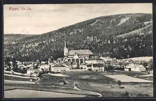 AK Aigen /Ob.-Oe., Teilansicht mit Kirche