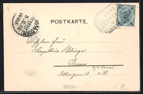 AK Ebensee, Teilansicht mit Brücke