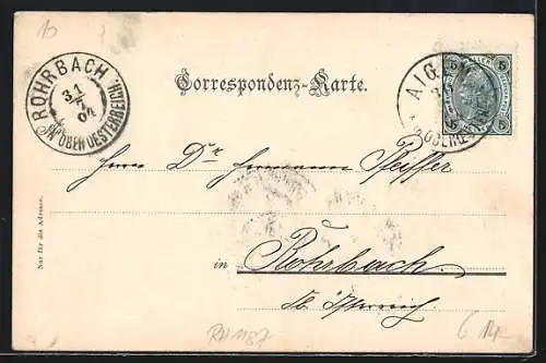 AK Aigen /Ob.-Oest., Partie auf dem Kirchenplatz